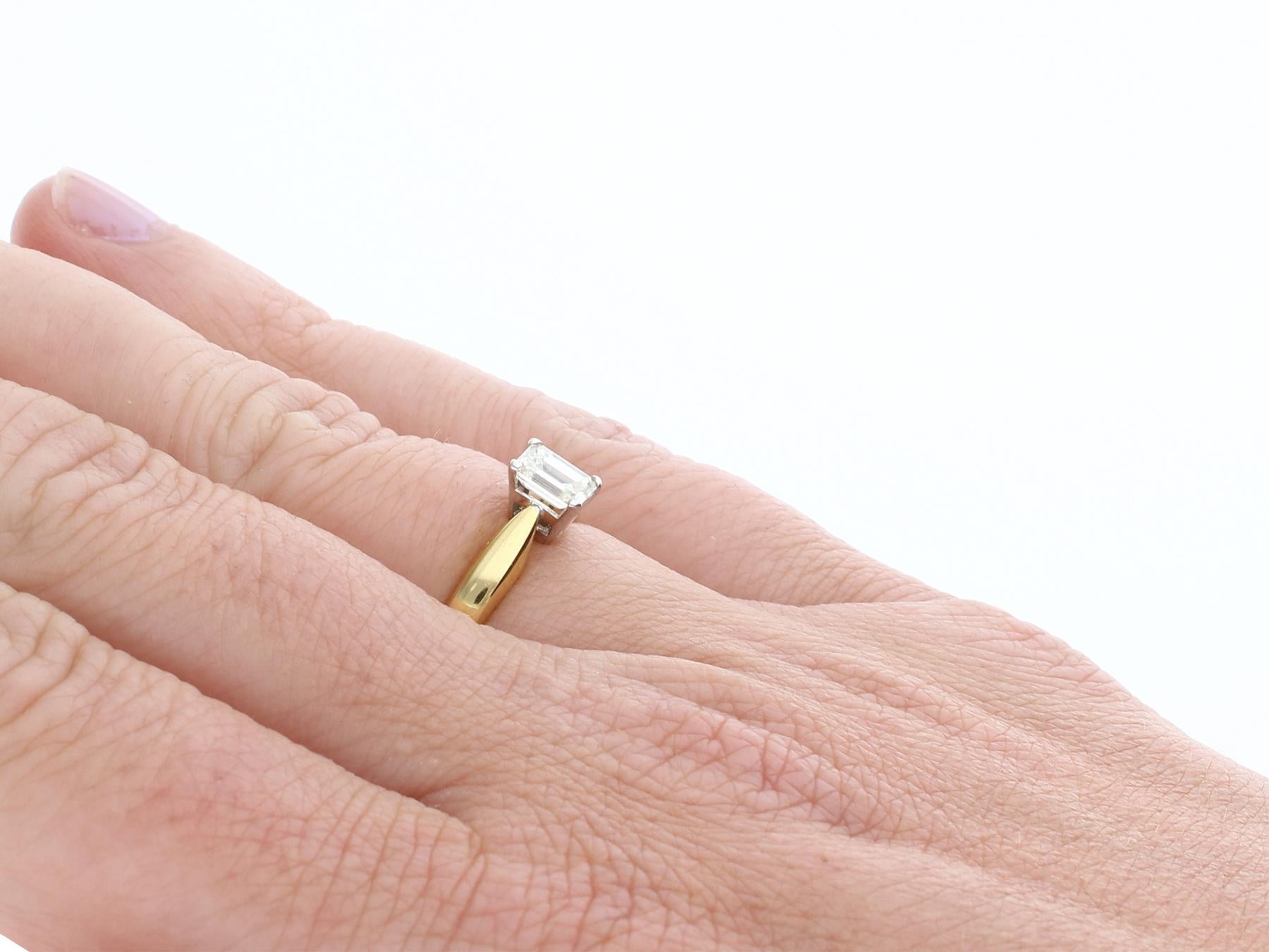 Emerald Cut Diamond and Yellow Gold Solitaire Ring 3