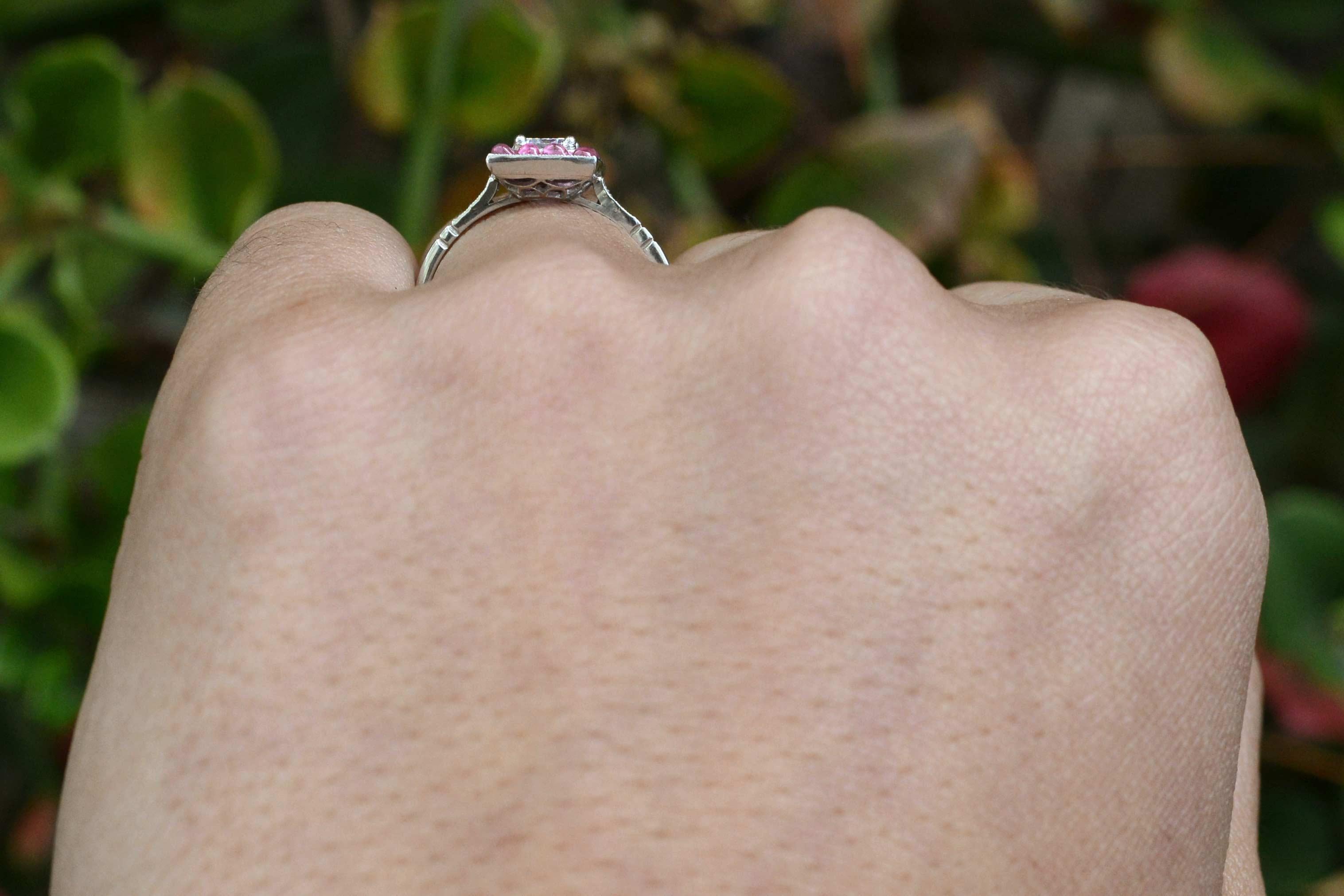 pink emerald cut engagement rings