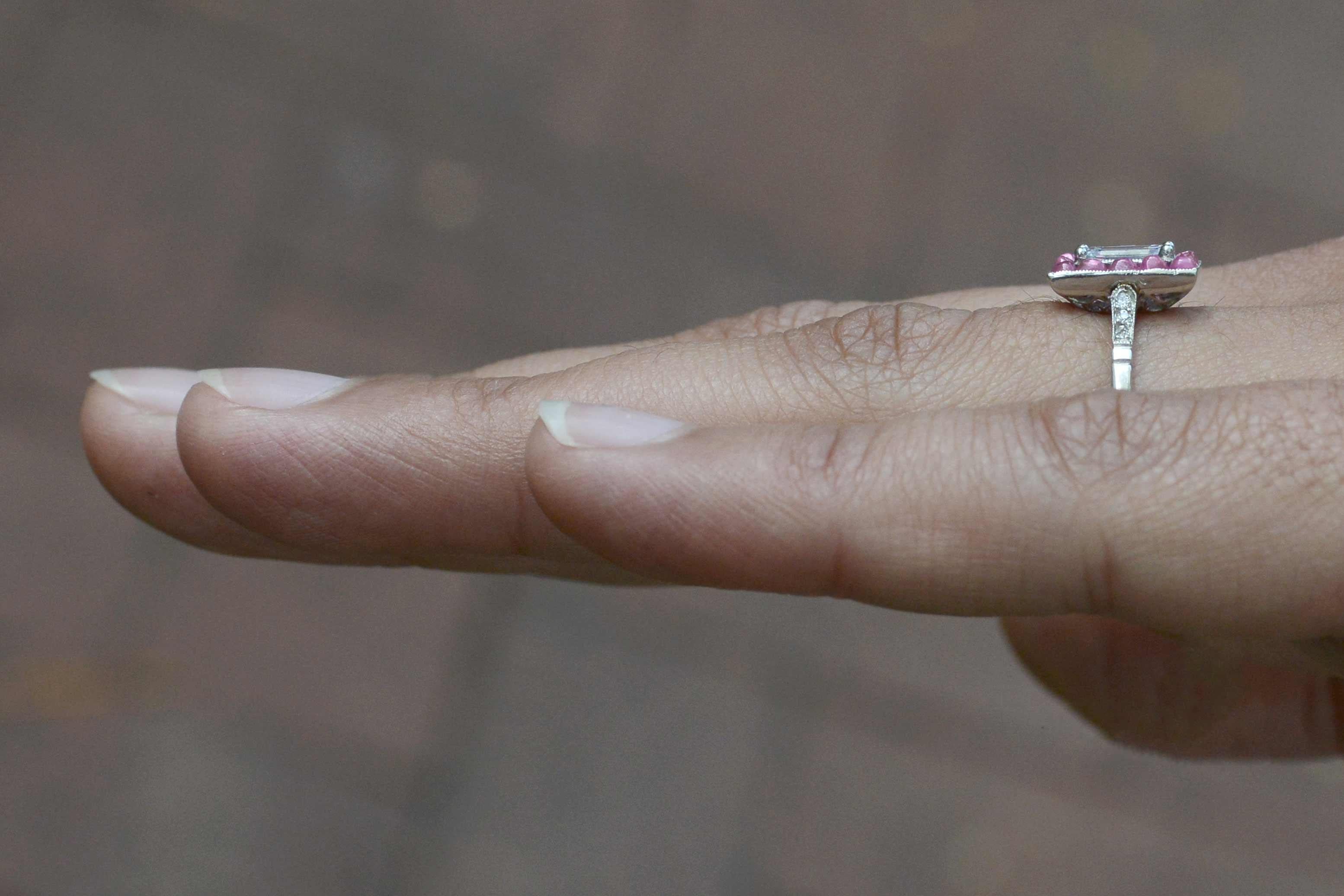 3/4 carat emerald cut diamond ring