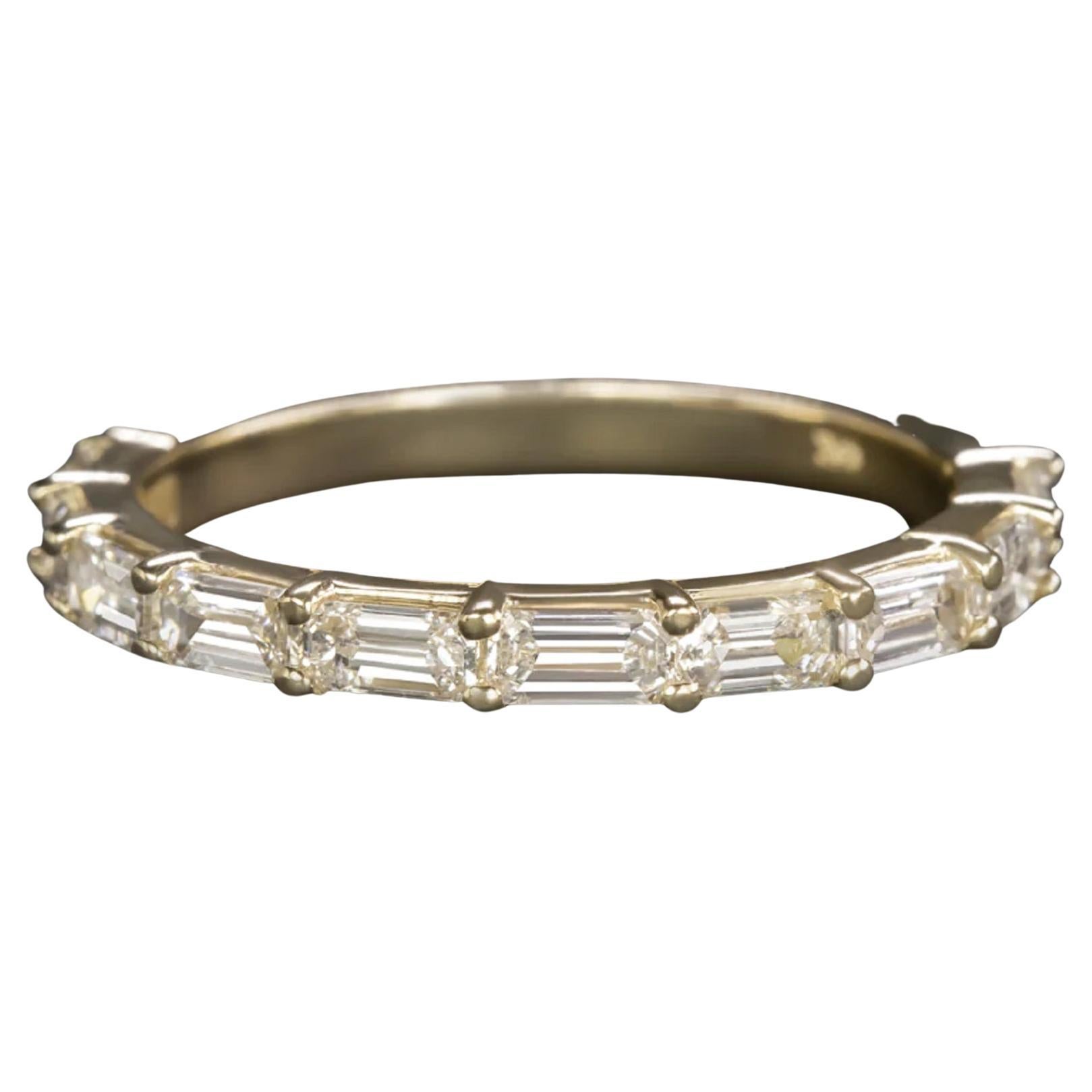12mm Rose Gold Silver Baguette Cut Stainless Steel Ring - Women's Band Zirconia