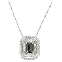 Emerald Cut Diamond Baguette Burst 0.48 Ct 14 K Gold Pendant Necklace