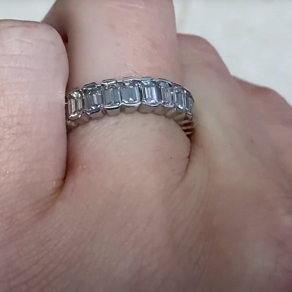 Taille émeraude Bracelet en platine avec diamant taille émeraude (environ 3,8 carats), couleur G-H en vente