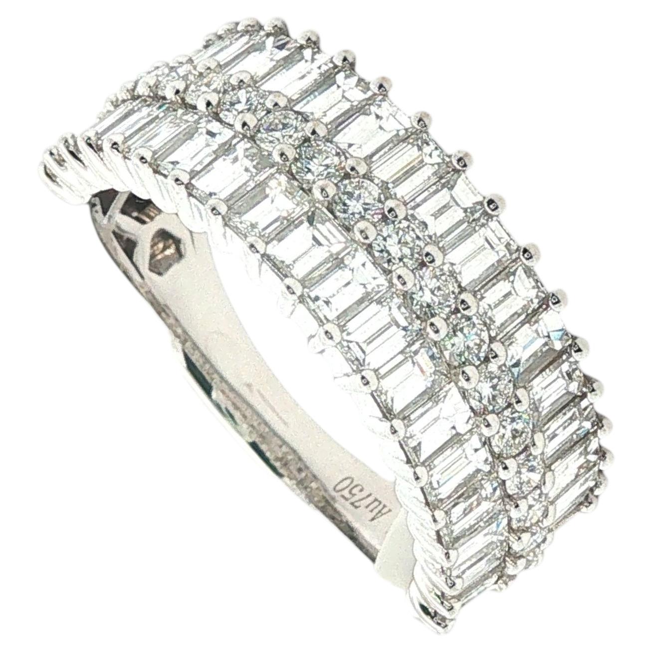 Moderner Diamantring, Smaragdschliff 2,45 ct, Art-Déco-Stil, 18 Karat Weißgold