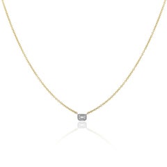 Emerald Cut Diamond Bezel Set Necklace