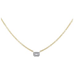 Emerald Cut Diamond Bezel Set Necklace
