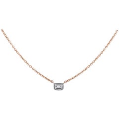 Emerald Cut Diamond Bezel Set Necklace