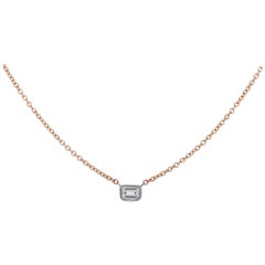 Emerald Cut Diamond Bezel Set Necklace