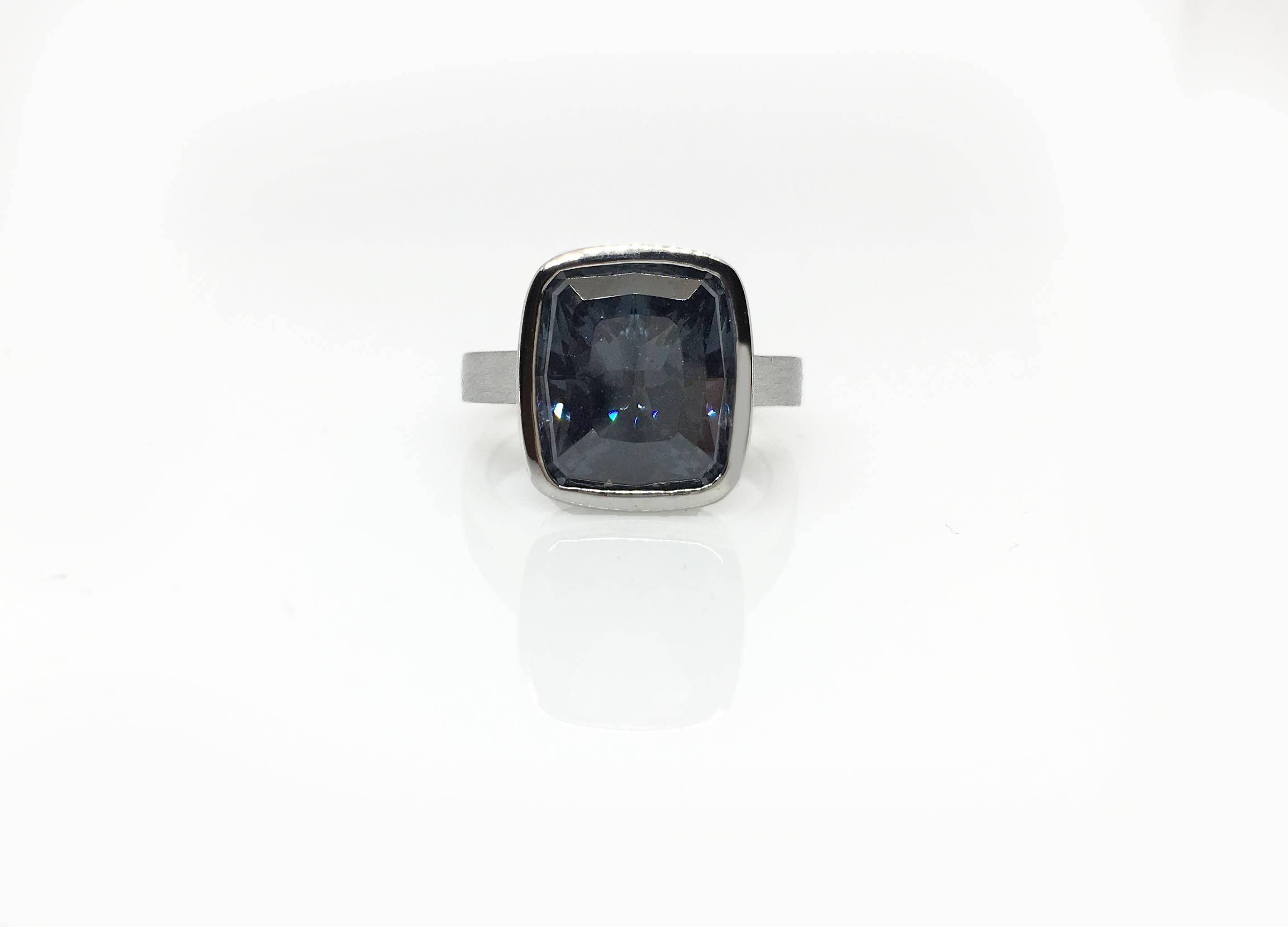 For Sale:  Emerald Cut Diamond Bezel Solitaire Ring 13