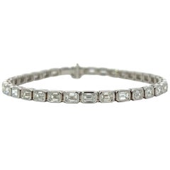 Emerald Cut Diamond Bezel Tennis Bracelet in 18K White Gold (6.2ct VVS) by Arnav