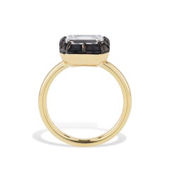 Emerald Cut Diamond Black Ruthenium Engagement Ring
