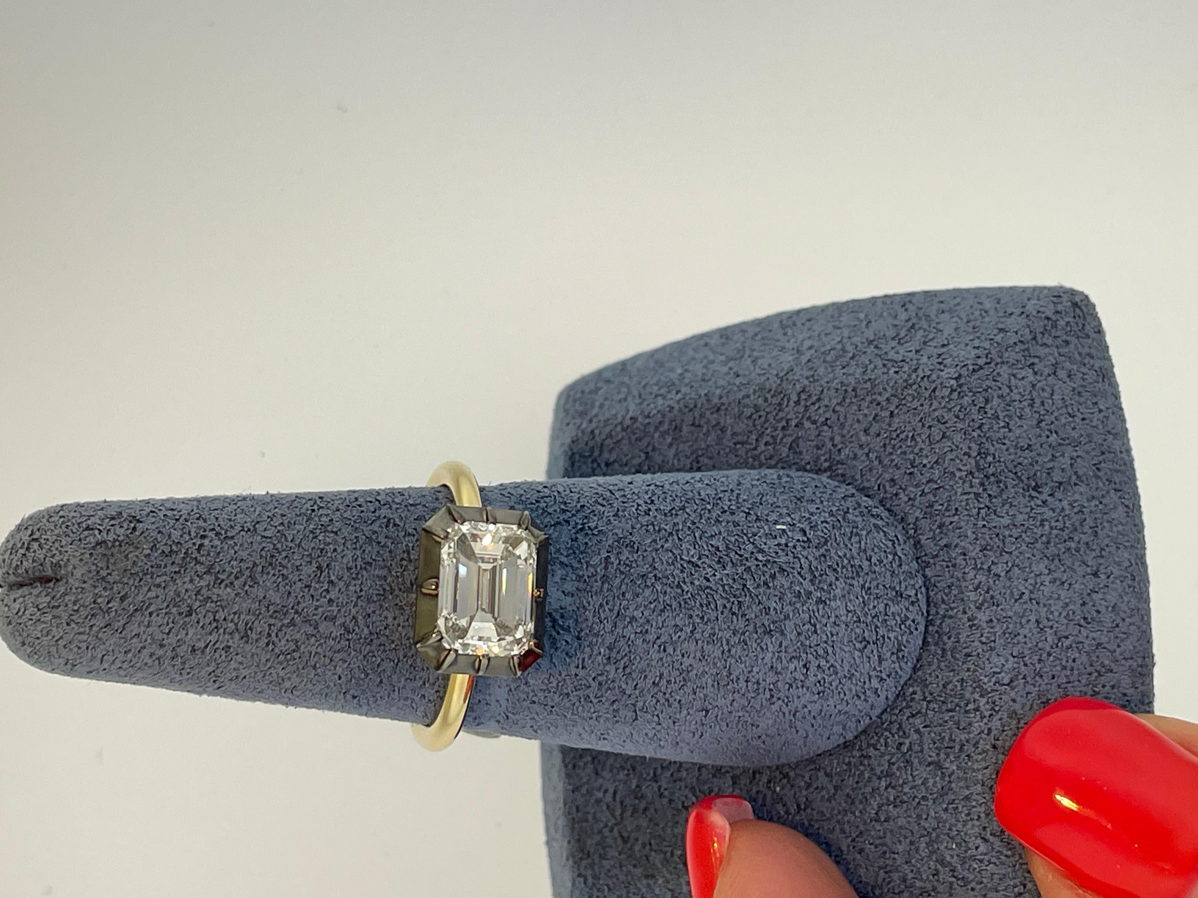 Emerald Cut Diamond Black Ruthenium Engagement Ring For Sale 3