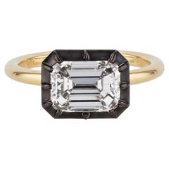 Emerald Cut Diamond Black Ruthenium Engagement Ring