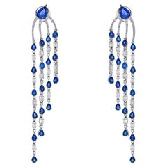 Diamond and Blue Sapphire Chandelier Earrings