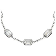Emerald-Cut Diamond by the Yard Necklace in 18K White Gold
