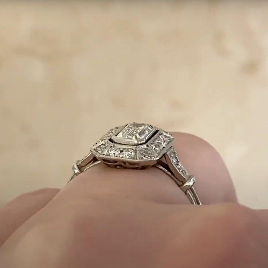 Bague à grappes de diamants taille émeraude (GIA environ 0,5 carats), platine Excellent état - En vente à New York, NY