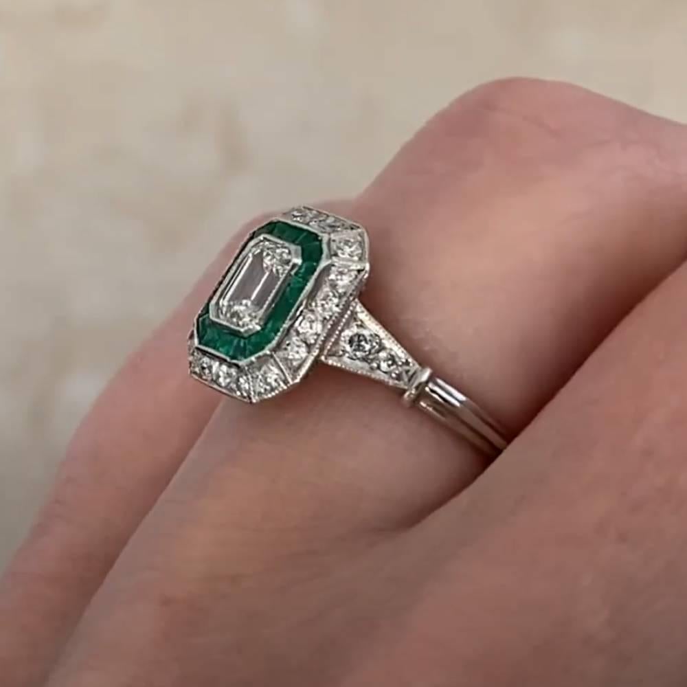 Emerald Cut Diamond Double Halo Ring (GIA Approx. 0.5-Carats), Platinum In Excellent Condition For Sale In New York, NY