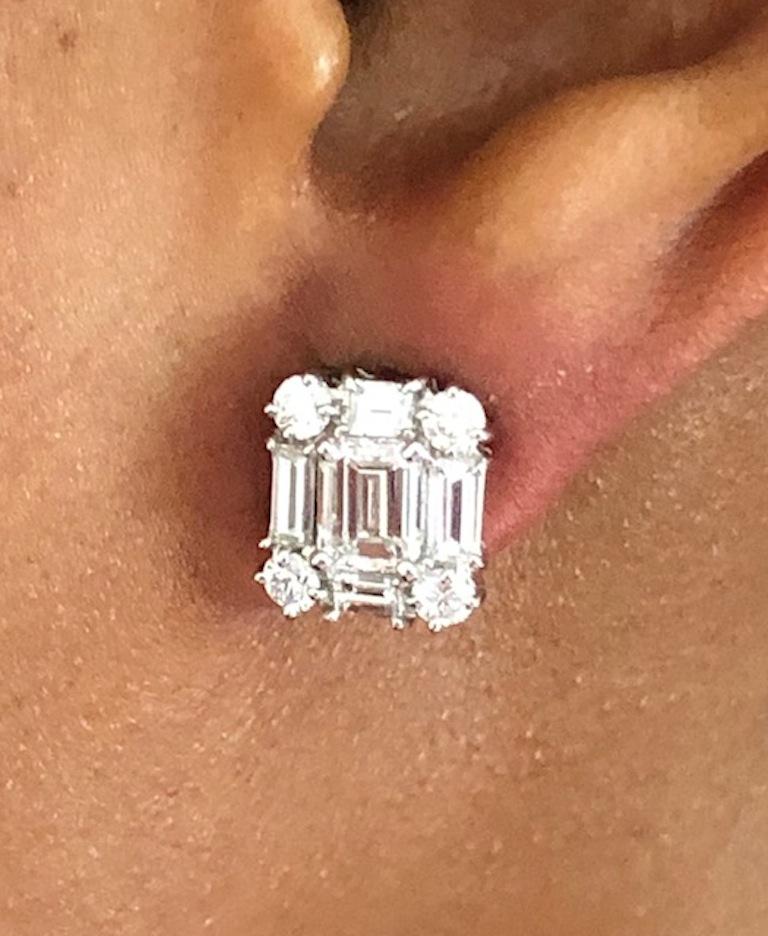 emerald cut diamond earings