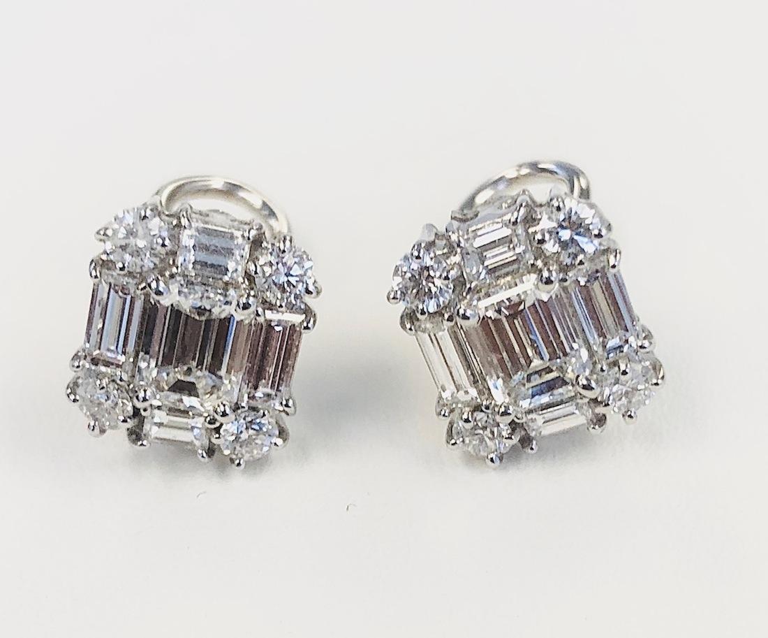 Women's Emerald Cut Diamond Earrings For Sale