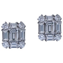 Emerald Cut Diamond Earrings