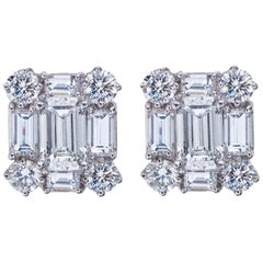 Emerald Cut Diamond Earrings