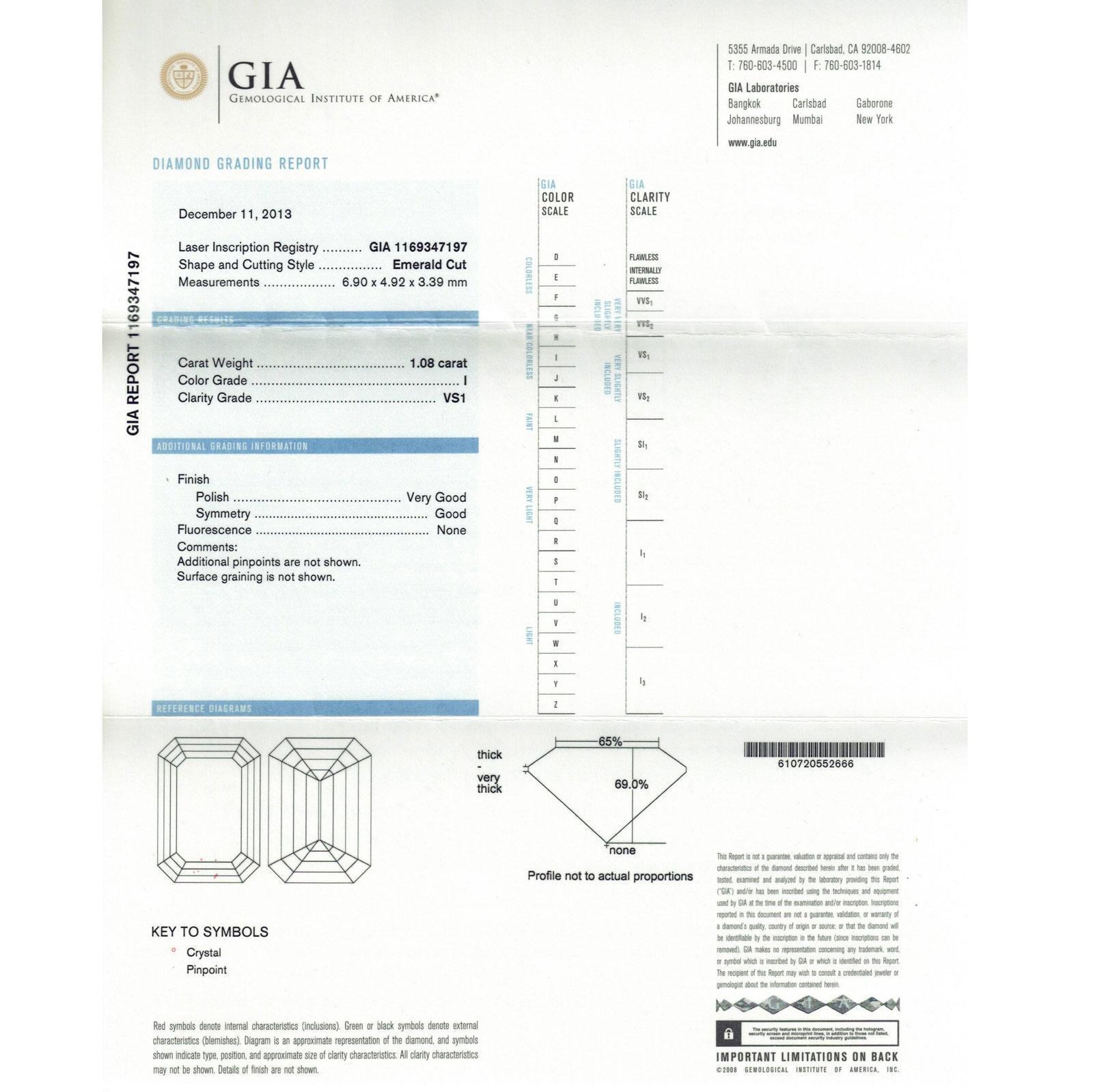 Verlobungsring mit Diamant im Smaragdschliff GIA zertifiziert I/VS2 3