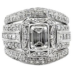 Emerald Cut Diamond Engagement Bridal Set Ring GIA Certified I/VS2
