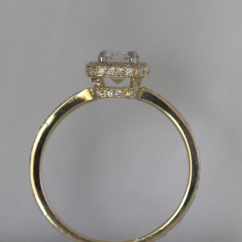 Contemporary Emerald Cut Diamond Engagement Ring, 1.44 Carat TW, 18 Karat Yellow For Sale