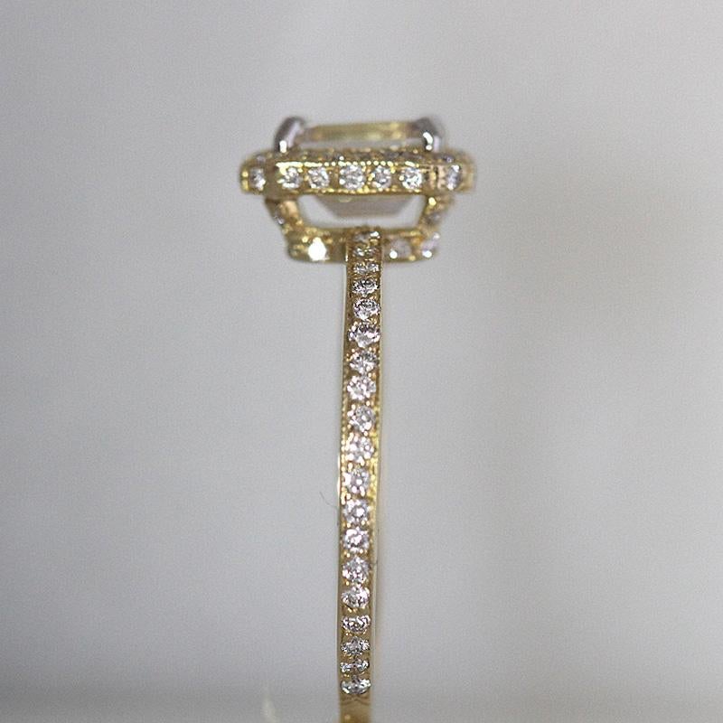 Emerald Cut Diamond Engagement Ring, 1.44 Carat TW, 18 Karat Yellow In New Condition For Sale In West Hollywood, CA