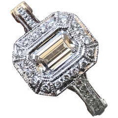 Smaragdschliff Diamant Verlobungsring, 1,70 Karat, H SI1 Platin GIA