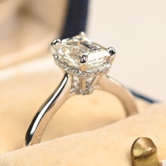 1.50 Carat Ring. GIA Emerald Cut Diamond Solitaire Engagement Ring Prong I VS2