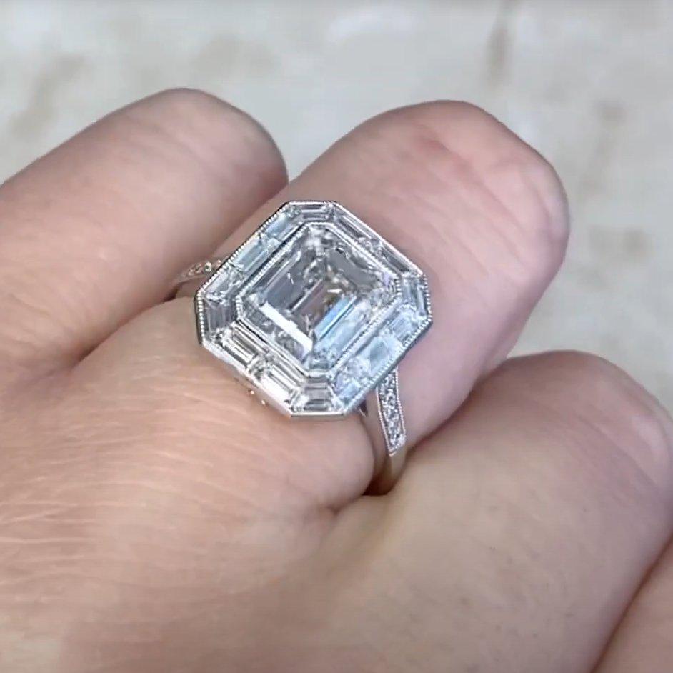 Women's Emerald-Cut Diamond Engagement Ring (GIA Approx. 3.00-Carats), Platinum For Sale