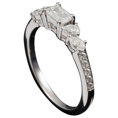 Emerald Cut Diamond Engagement Ring in 18 Karat Gold