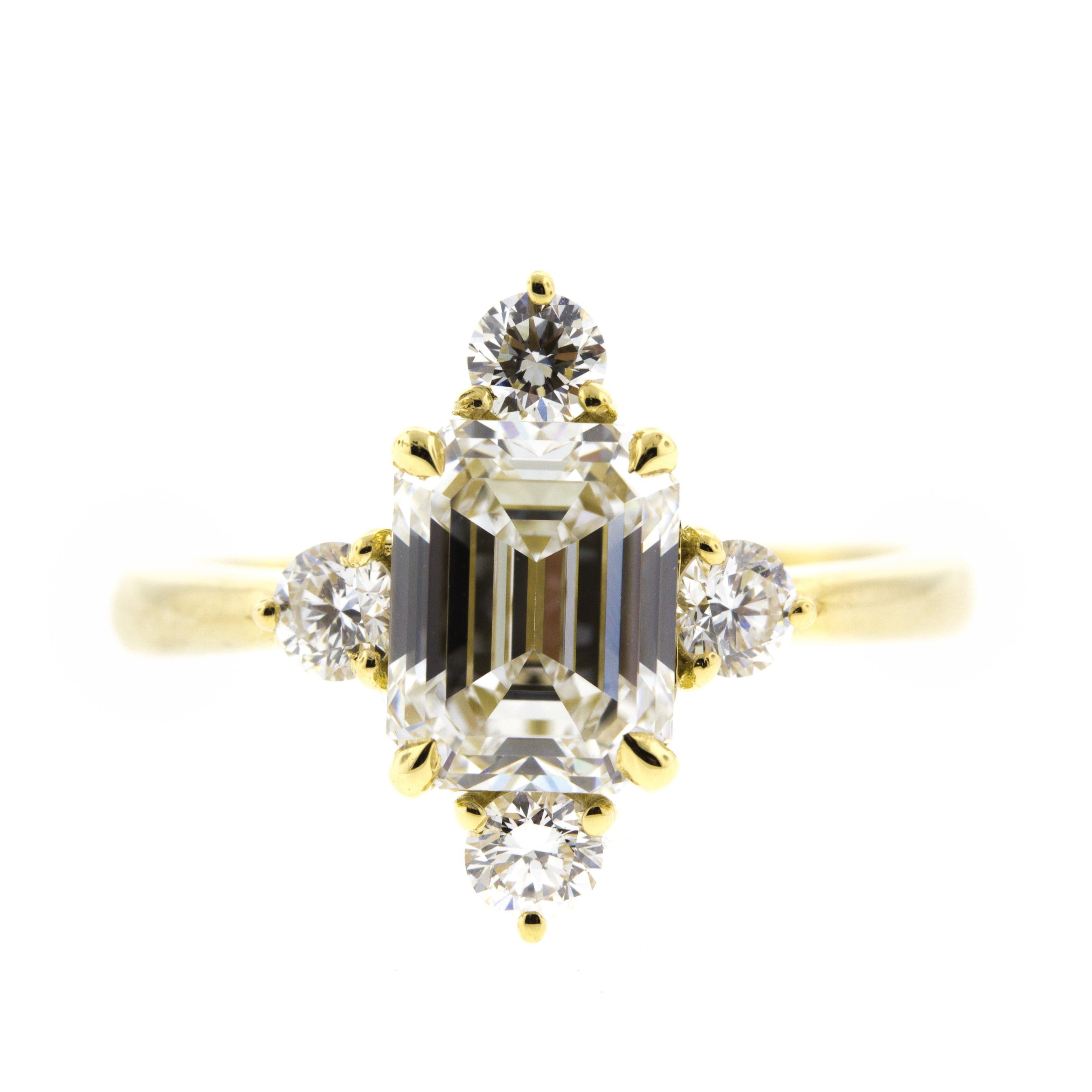 Emerald Cut Diamond Engagement Ring in Yellow Gold 'GIA'