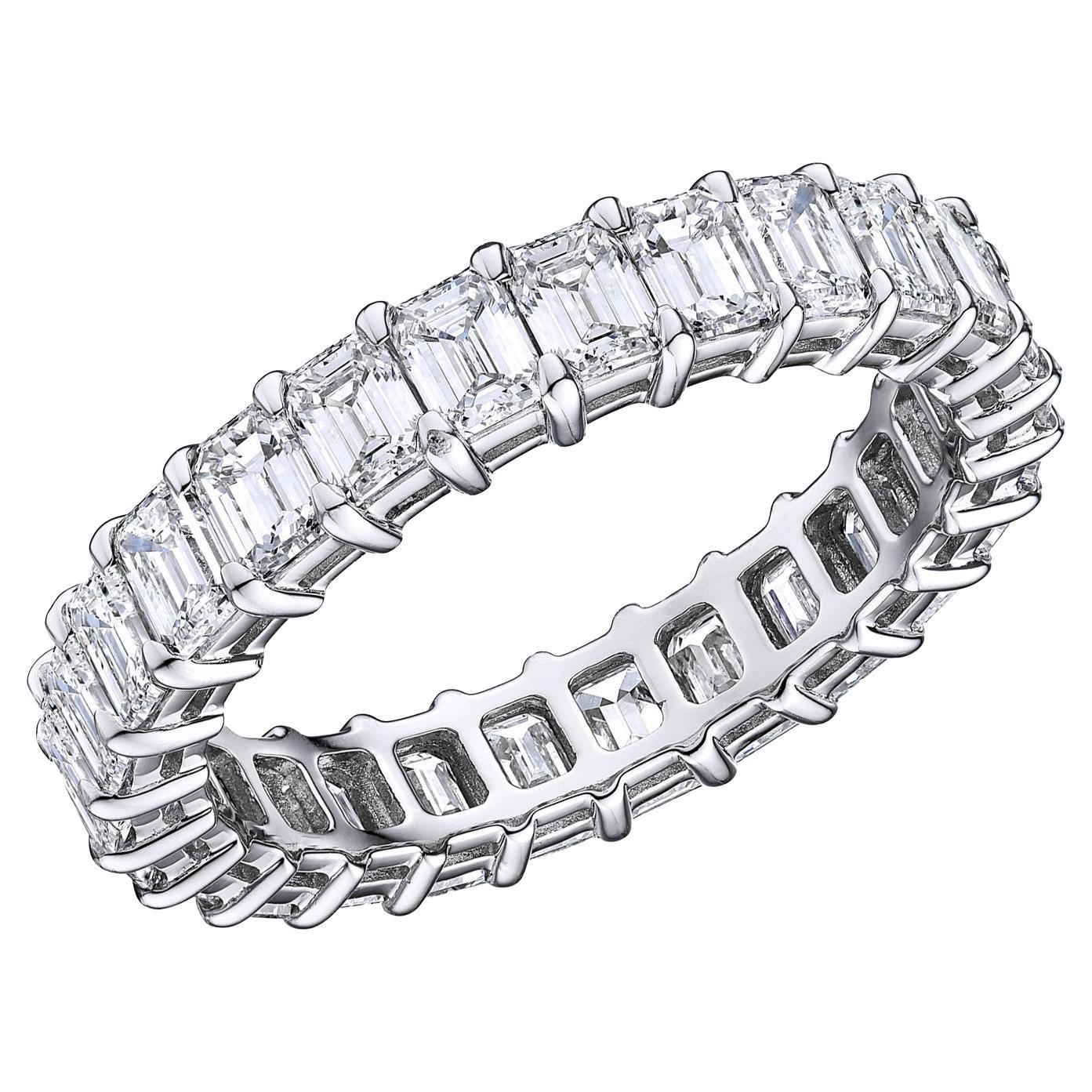 4.25 Carat Total Weight Emerald Cut Diamond Eternity Band, Platinum For