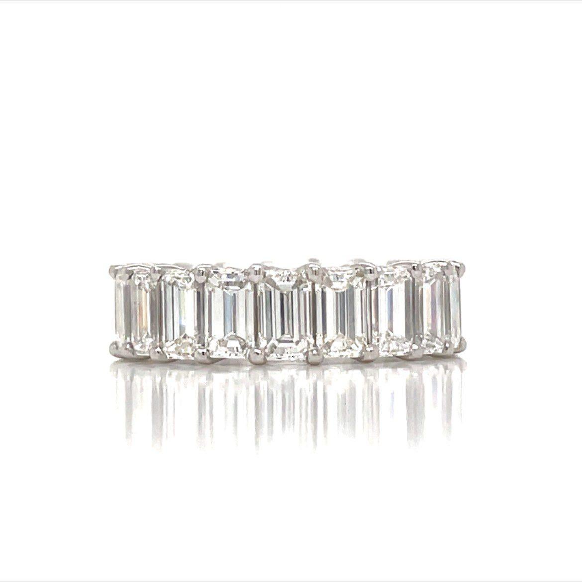 6.72tcw Emerald Cut Diamonds
Platinum U-Prong Setting
Average VS2 Clarity, F Color
