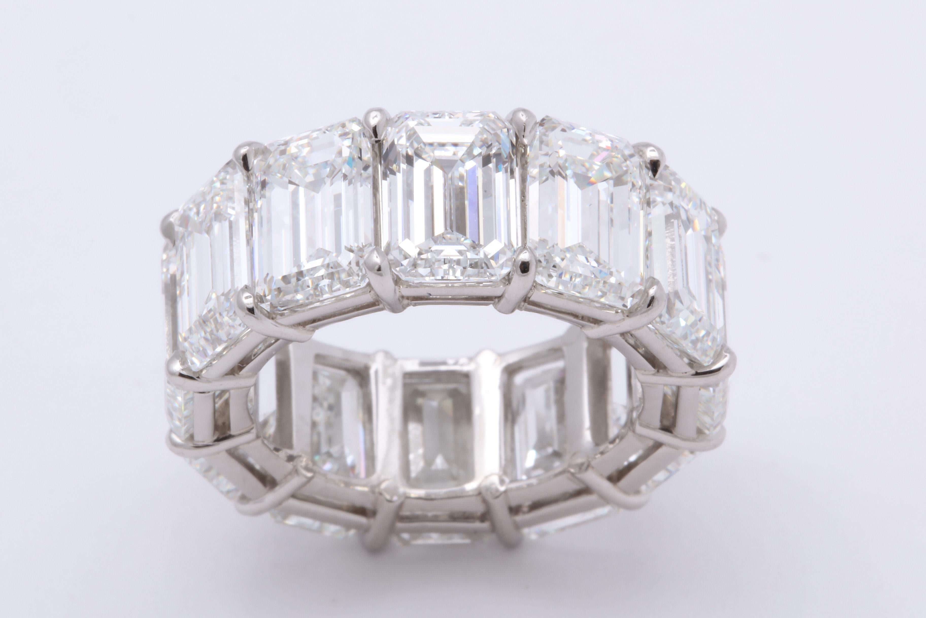 
An EXCEPTIONAL piece, only found in the worlds highest jewelry houses. 

Important emerald cut diamond eternity band featuring 12 Emerald Cut diamonds each with its own GIA certificate. The 12 diamonds make up a total of 18.51 carats. Each of the