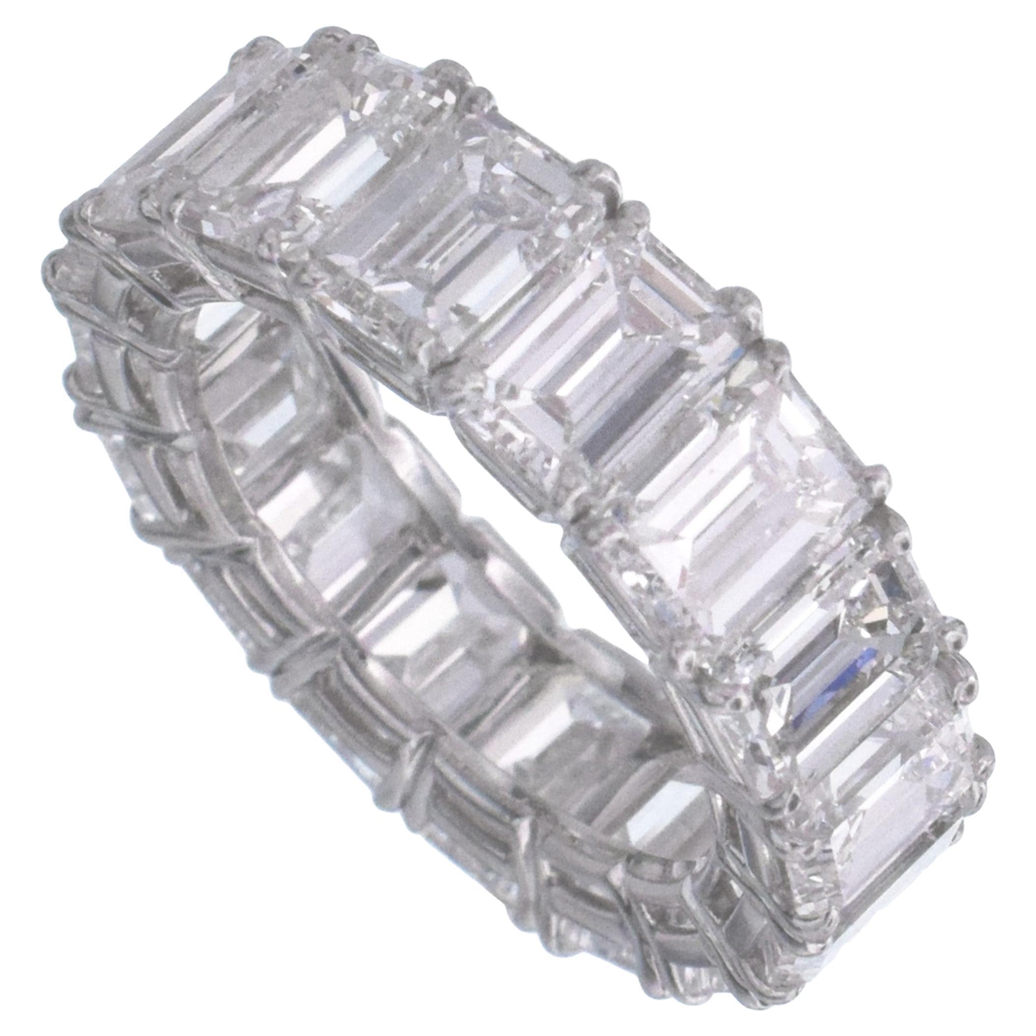 Emerald Cut Diamond Eternity Band in Platinum.