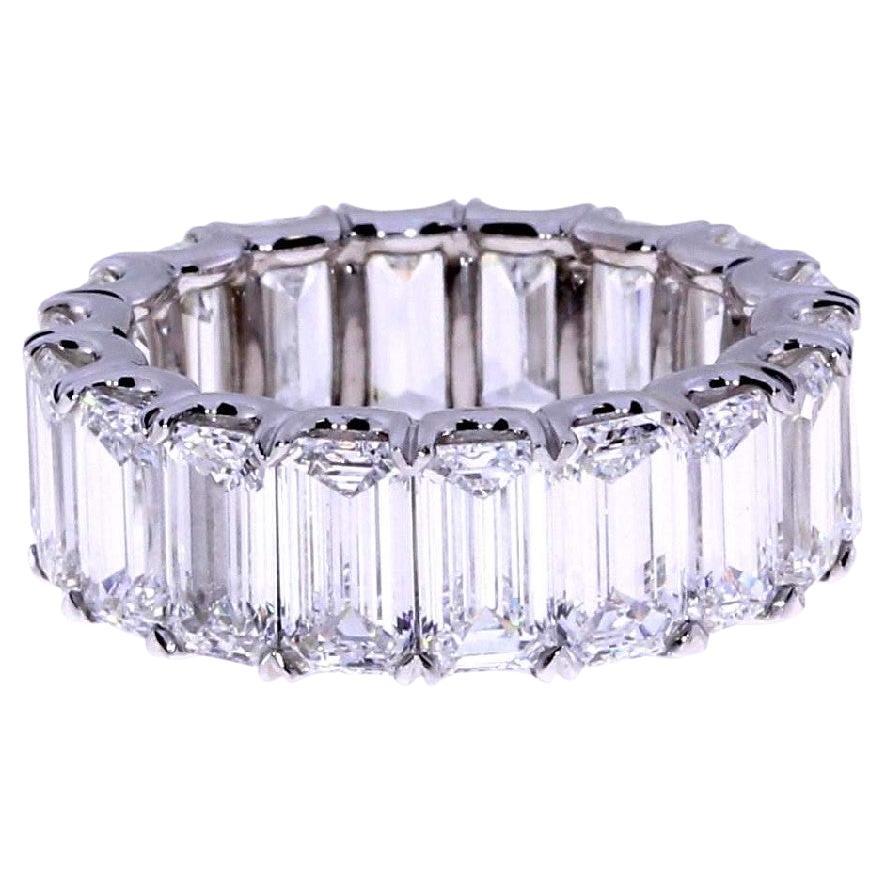 10.28ct Emerald Cut Diamond Eternity Band In Platinum  For Sale