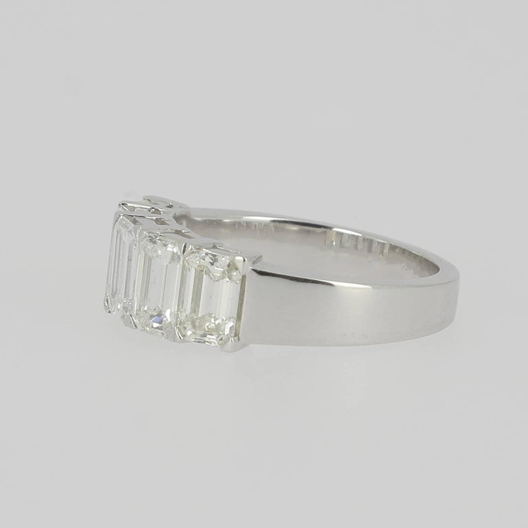 2.71 Carat Emerald Cut Diamond Half Eternity Rings / Band Ring 18K