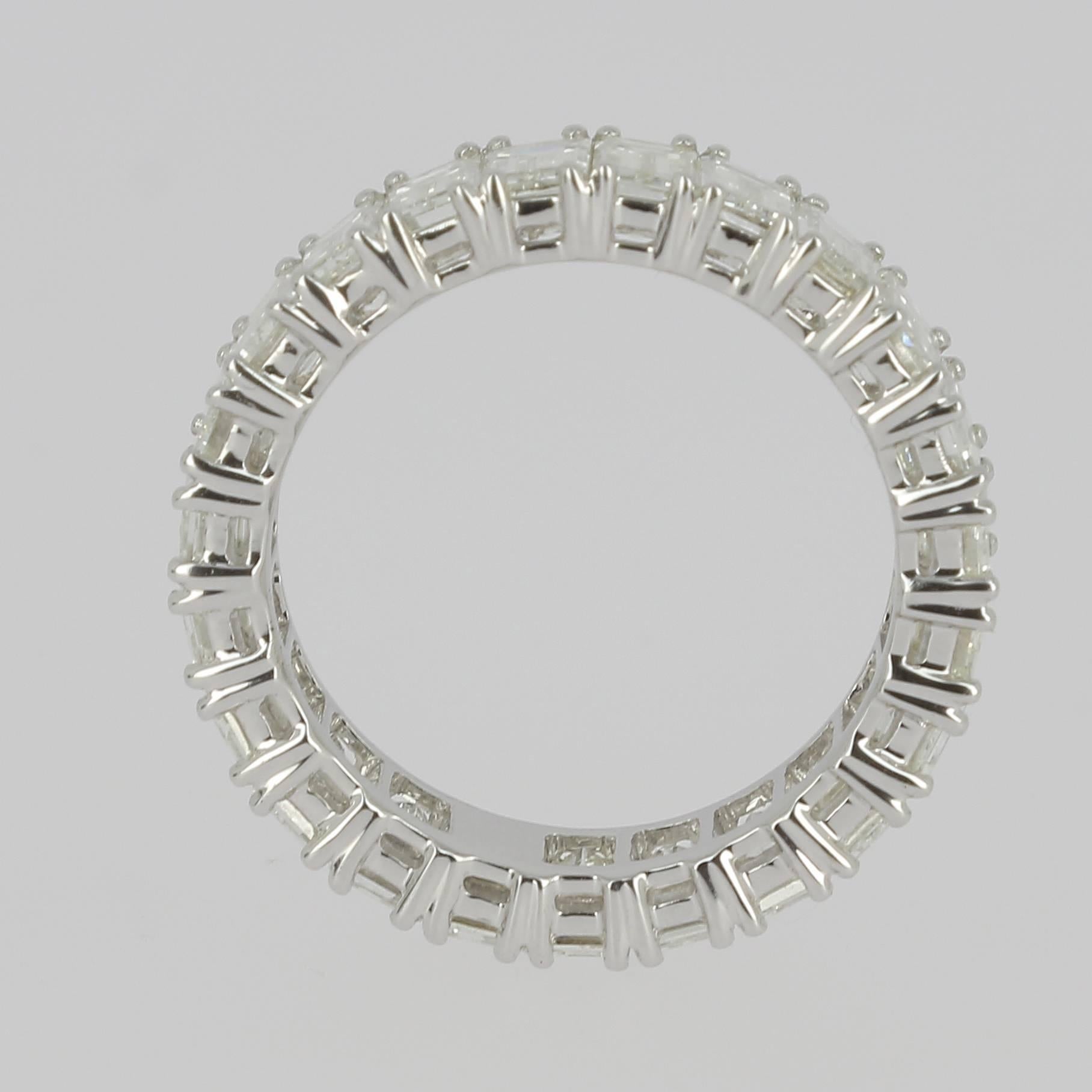 7.91 Carat Emerald Cut White Diamond Eternity Ring / Band Rings/ 18K White Gold In New Condition For Sale In Istanbul, TR