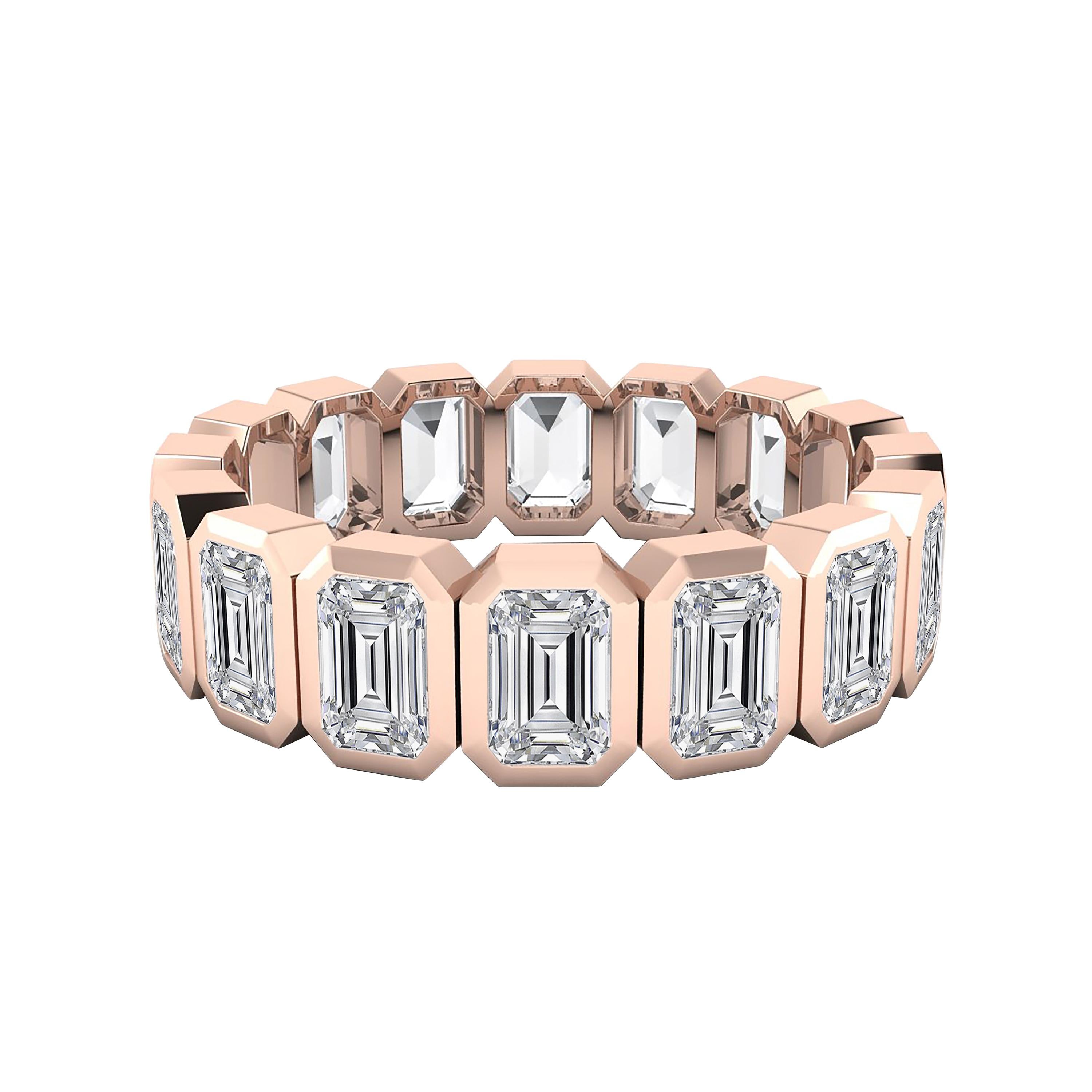 For Sale:  Tanisa Nahata Emerald Cut Diamond Eternity Band Ring in 18 Karat Rose Gold 4