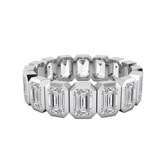Emerald Cut Diamond Eternity Band Ring in 18 Karat White Gold