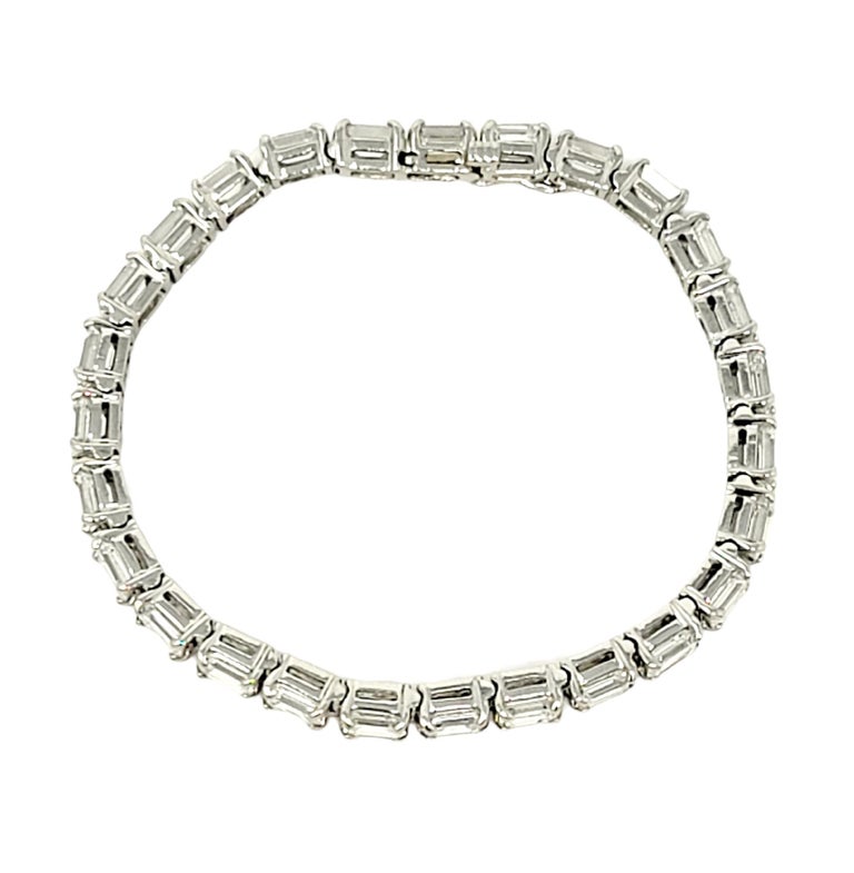 Emerald Cut Diamond Eternity Line Tennis Bracelet in Platinum 14.28 ...