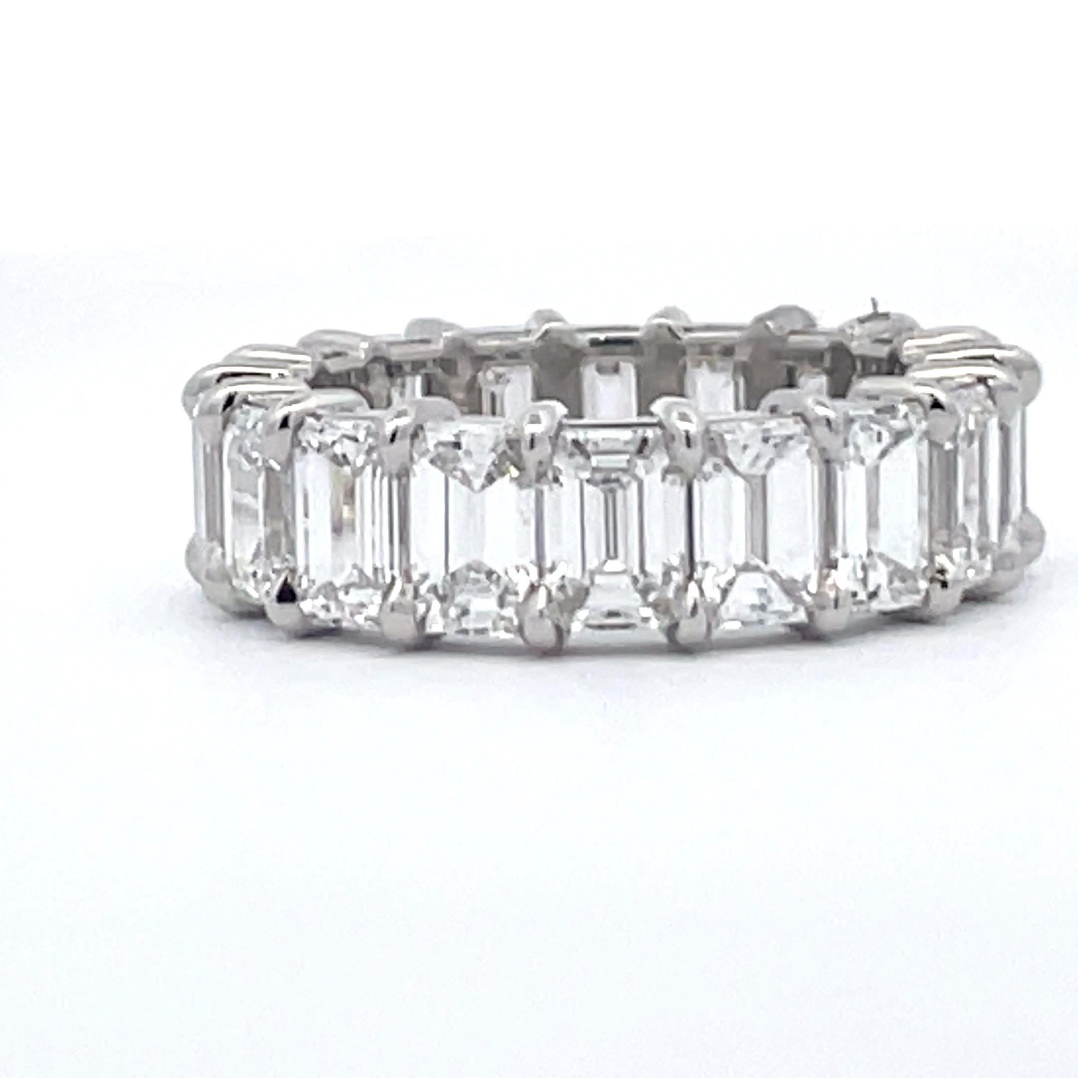Emerald Cut Diamond Eternity Ring 6.19 CTS F-G VVS2-VS2 Platinum  In New Condition In New York, NY
