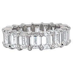 Emerald Cut Diamond Eternity Ring 6.19 CTS F-G VVS2-VS2 Platinum 