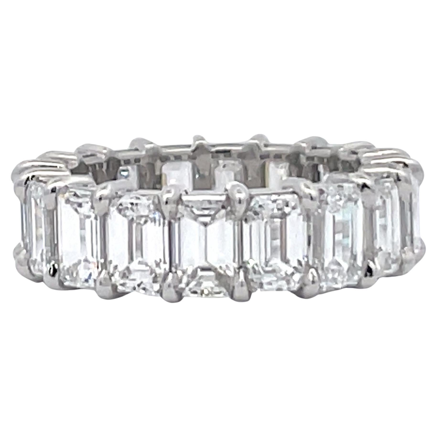 Emerald Cut Diamond Eternity Ring 7.41 CTS F-G VVS2-VS2 Platinum  For Sale