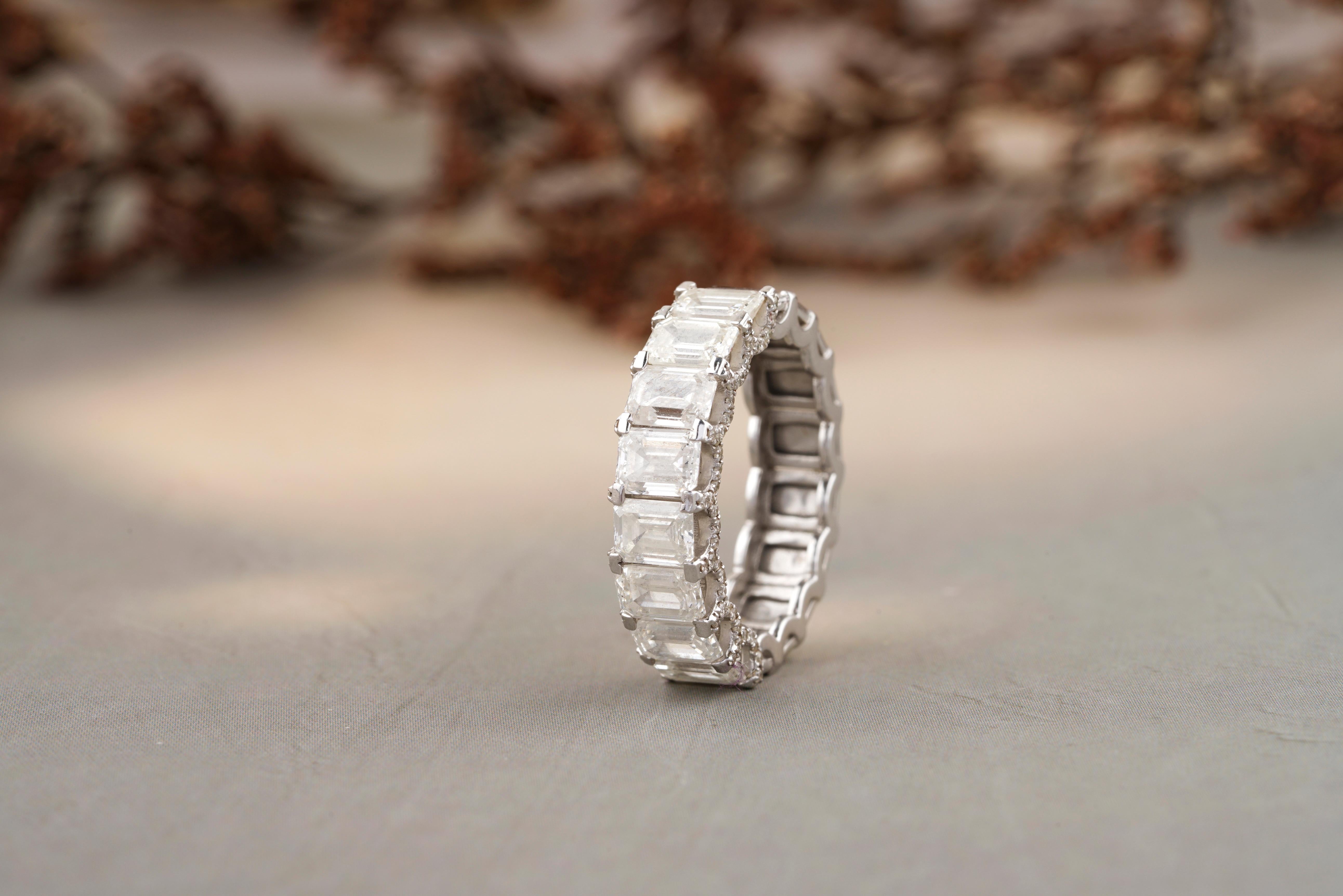 Customizable Emerald Cut Diamond Eternity Ring in 14K Solid Gold For ...
