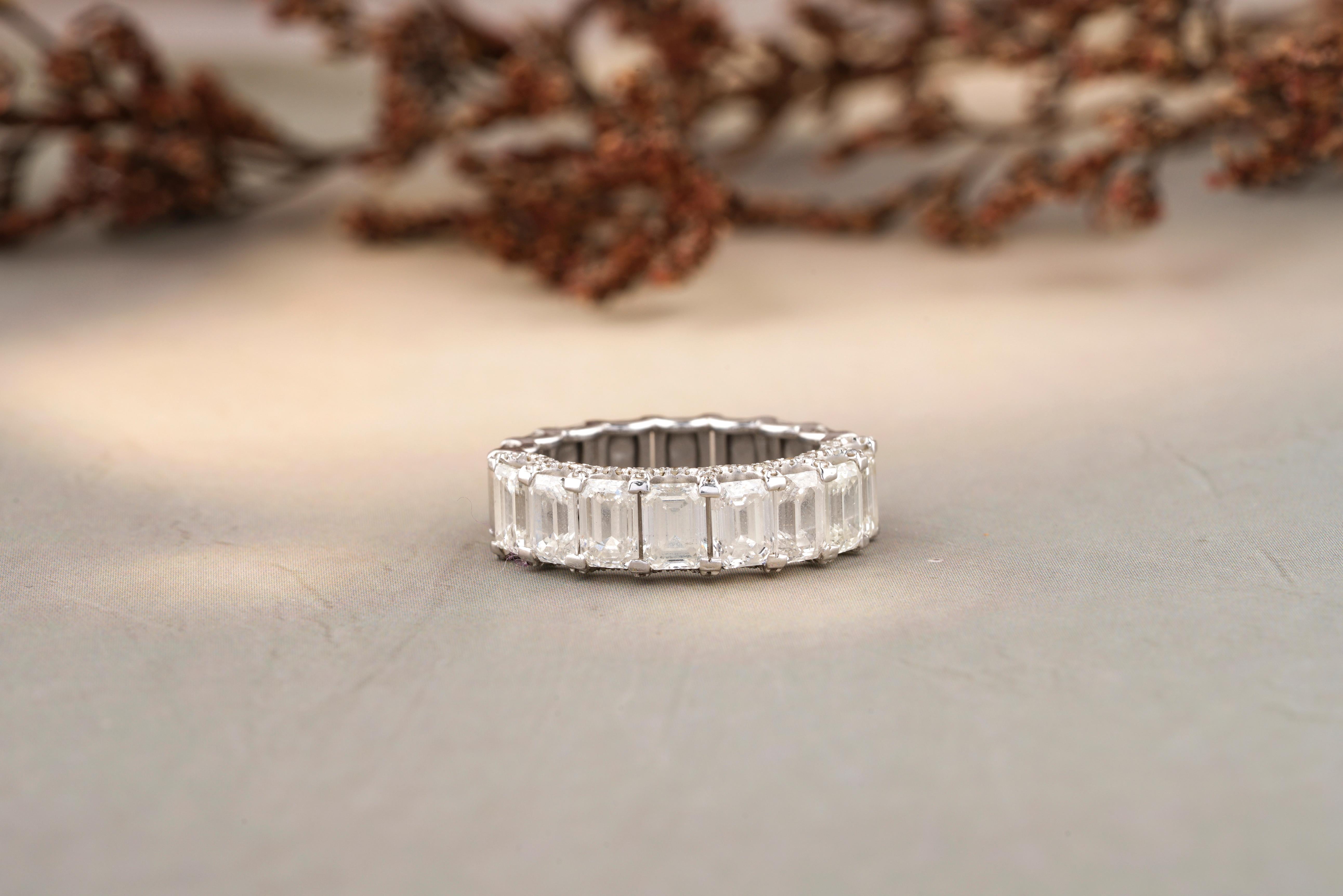 Emerald Cut Diamond Eternity Ring in 18K Solid Gold