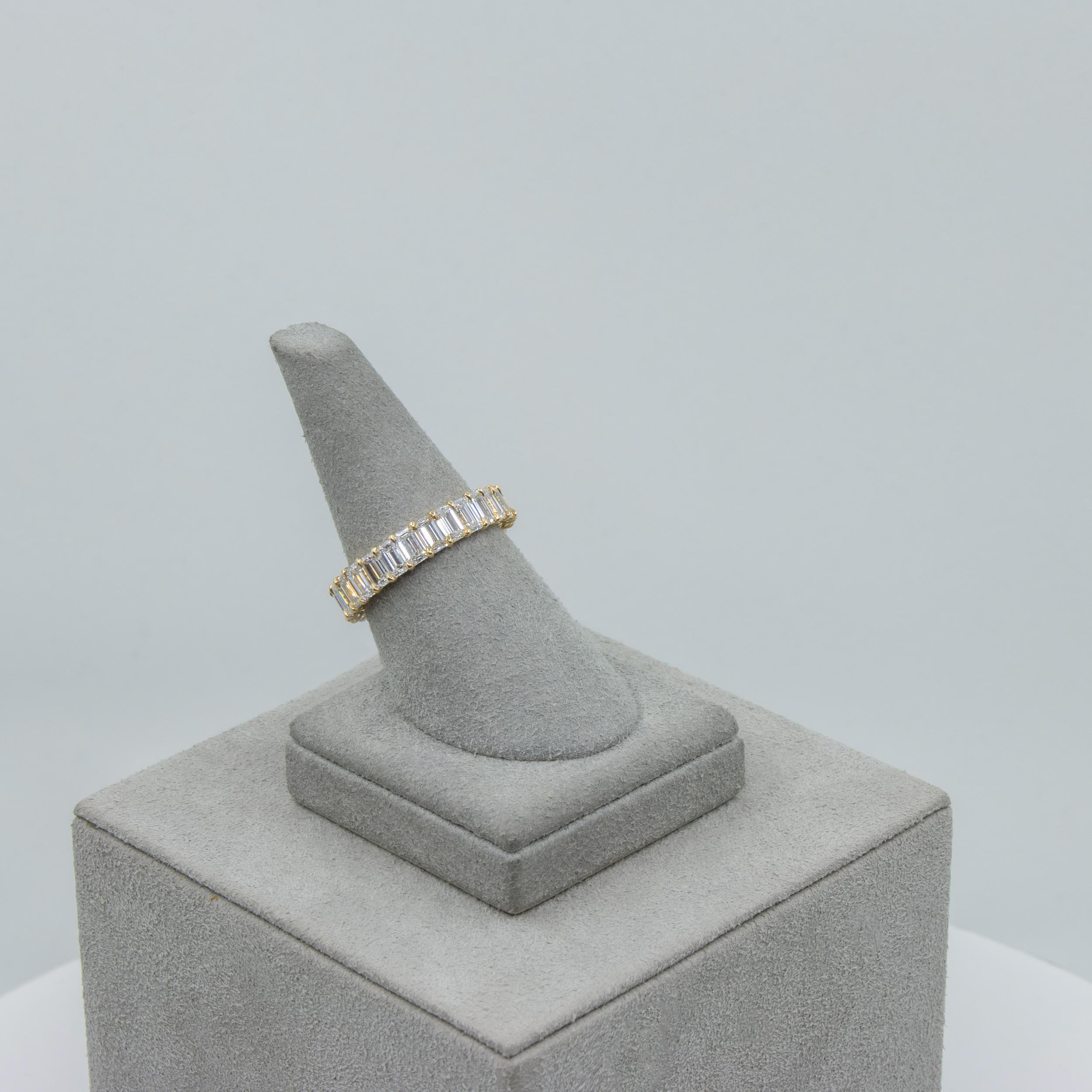 Roman Malakov 4.12 Carat Total Emerald Cut Diamond Eternity Wedding Band Ring For Sale 1