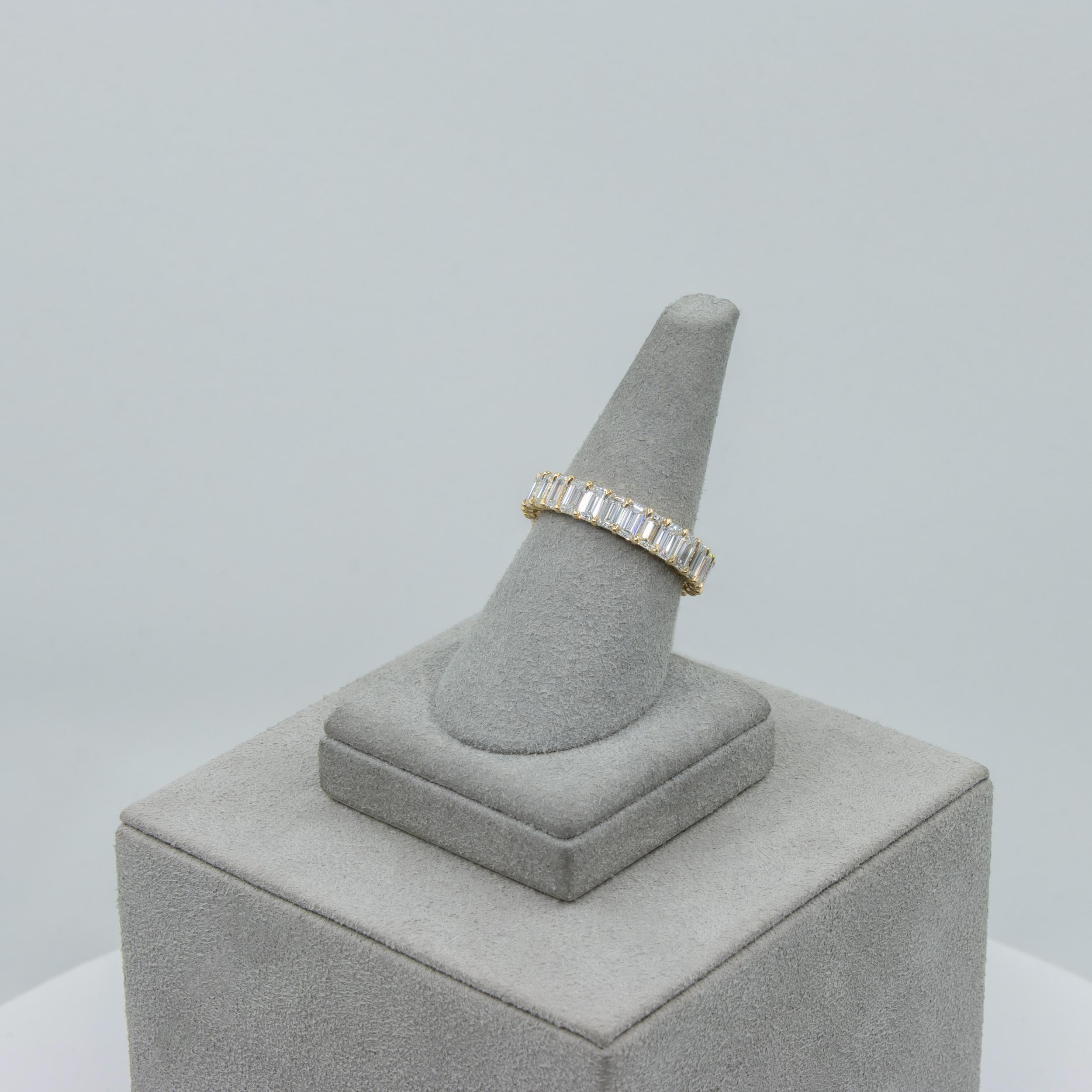Roman Malakov 4.12 Carat Total Emerald Cut Diamond Eternity Wedding Band Ring For Sale 2